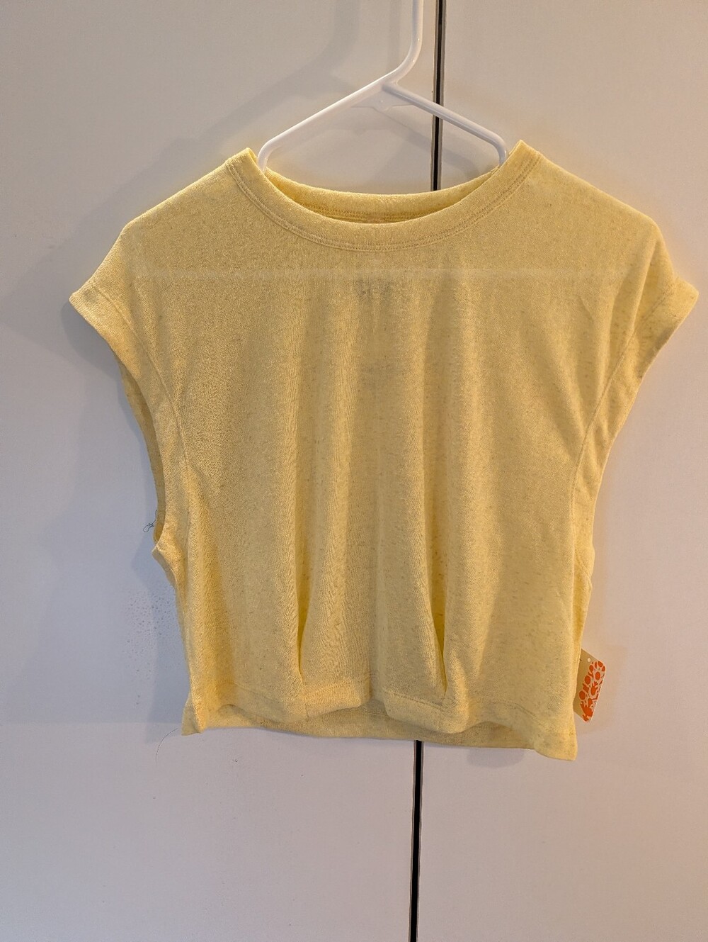 FP Movement Small Yellow Women's Linen Short Sleeve Top NWT